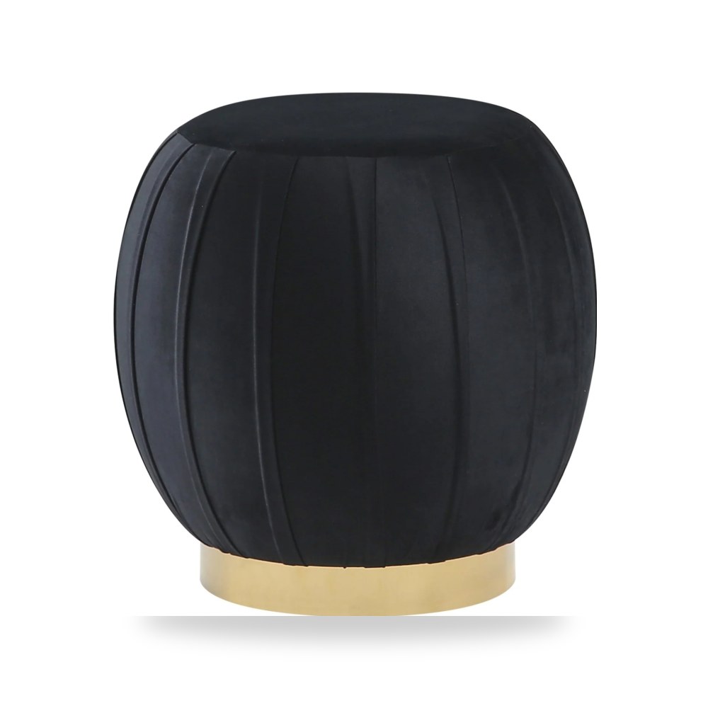 بوف ومسند قدم عثماني - بوف قطيفة أسود VELVETEEN OTTOMAN, BLACK - من Sagebrook Home