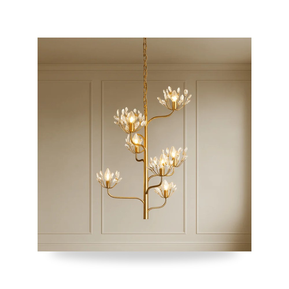 ثريا معلقة فاخرة - METAL 8 LIGHTS CHANDELIER, GOLD - من Sagebrook Home - طراز 52000-04