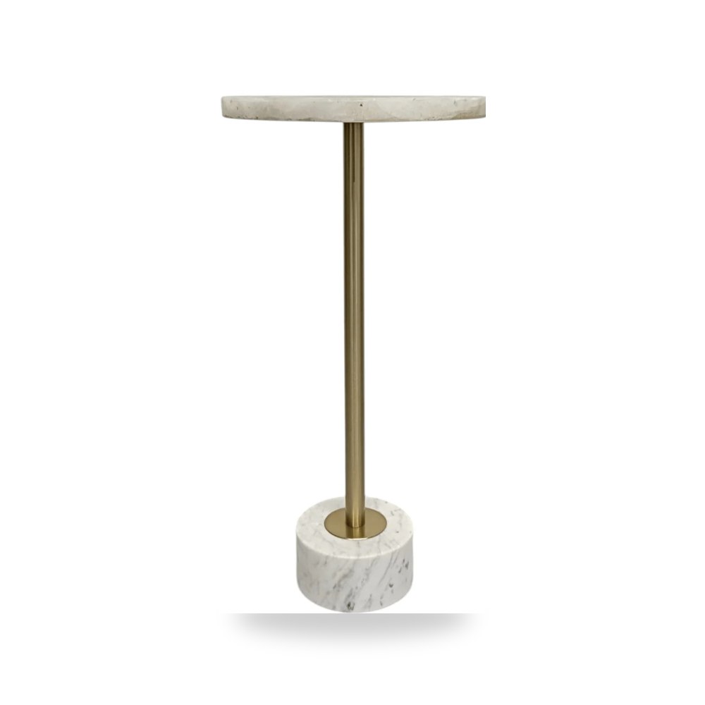 طاولة جانبية خدمة OVAL QUARTZ IRON MARBLE AND ALUMINUM 10X12X24" أبيض Sagebrook Home