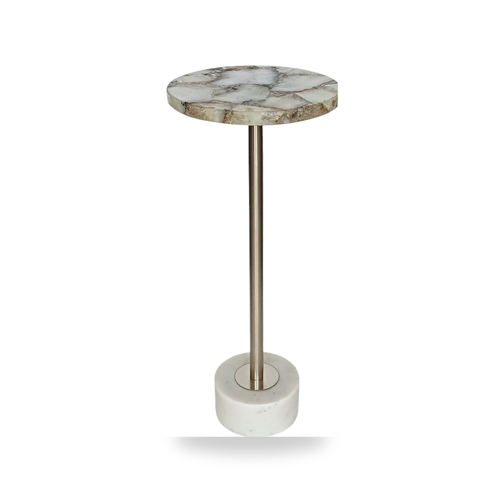 طاولة 24" CANNES AGATE AND MARBLE ACCENT فضي Sagebrook Home