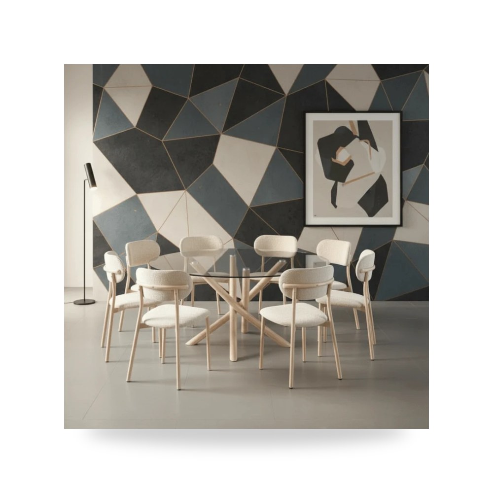 طقم طاولة طعام خشب 8 كراسي موديل AA-DT-22C19T-8 Otath