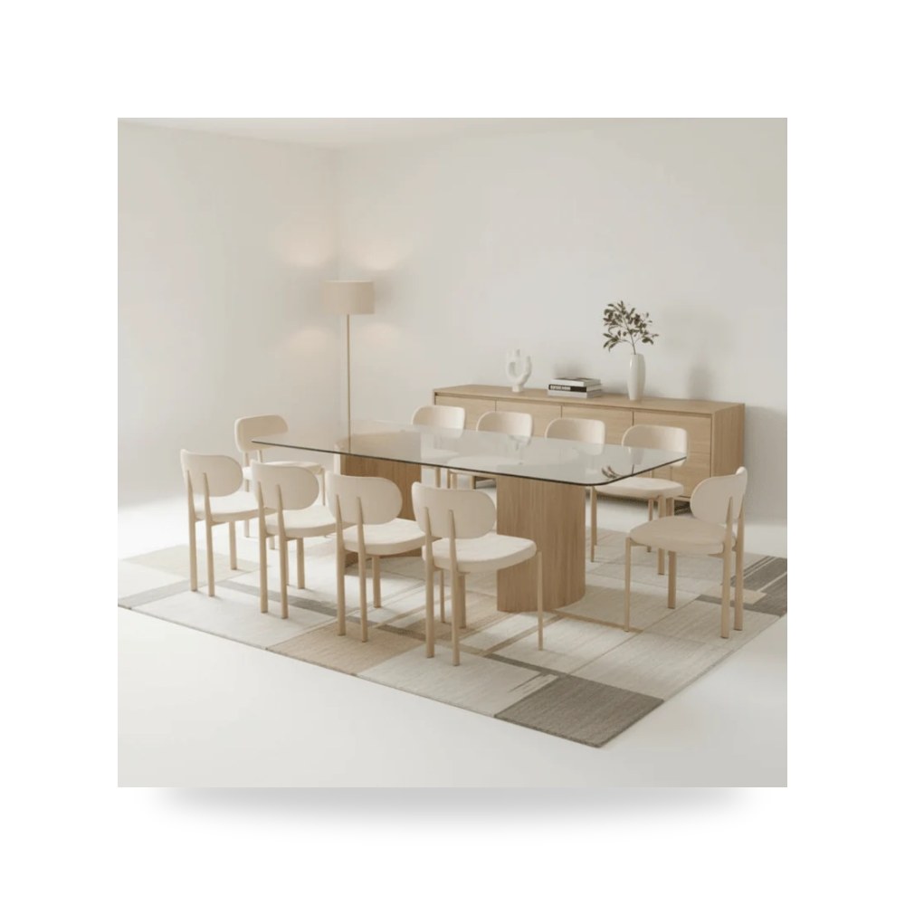 طقم طاولة طعام خشب 10 كراسي موديل AA-DT-25C08B-10 Otath