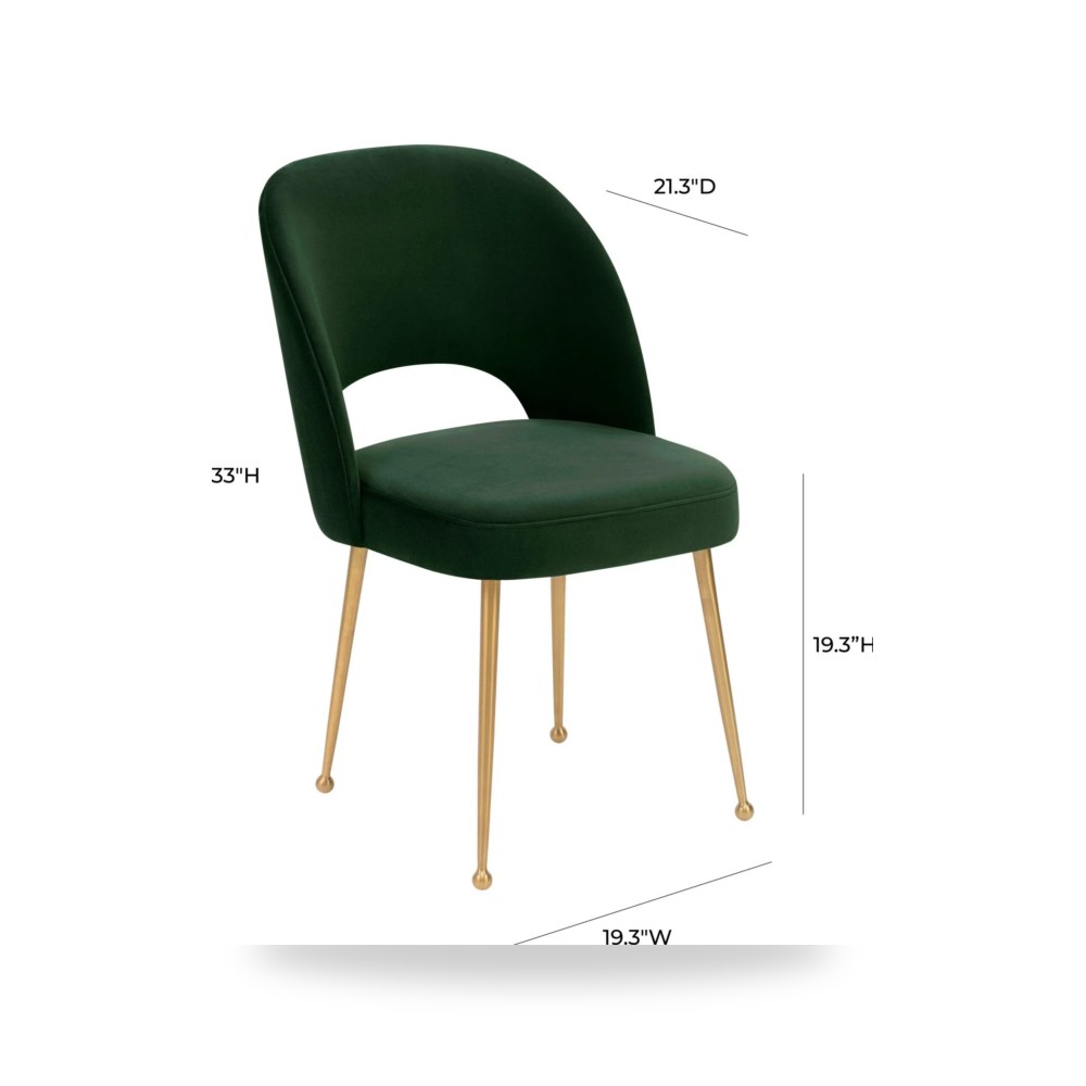 كرسي جلوس بتصميم أنيق - Swell Forest Green Velvet Chair - من TOV Furniture