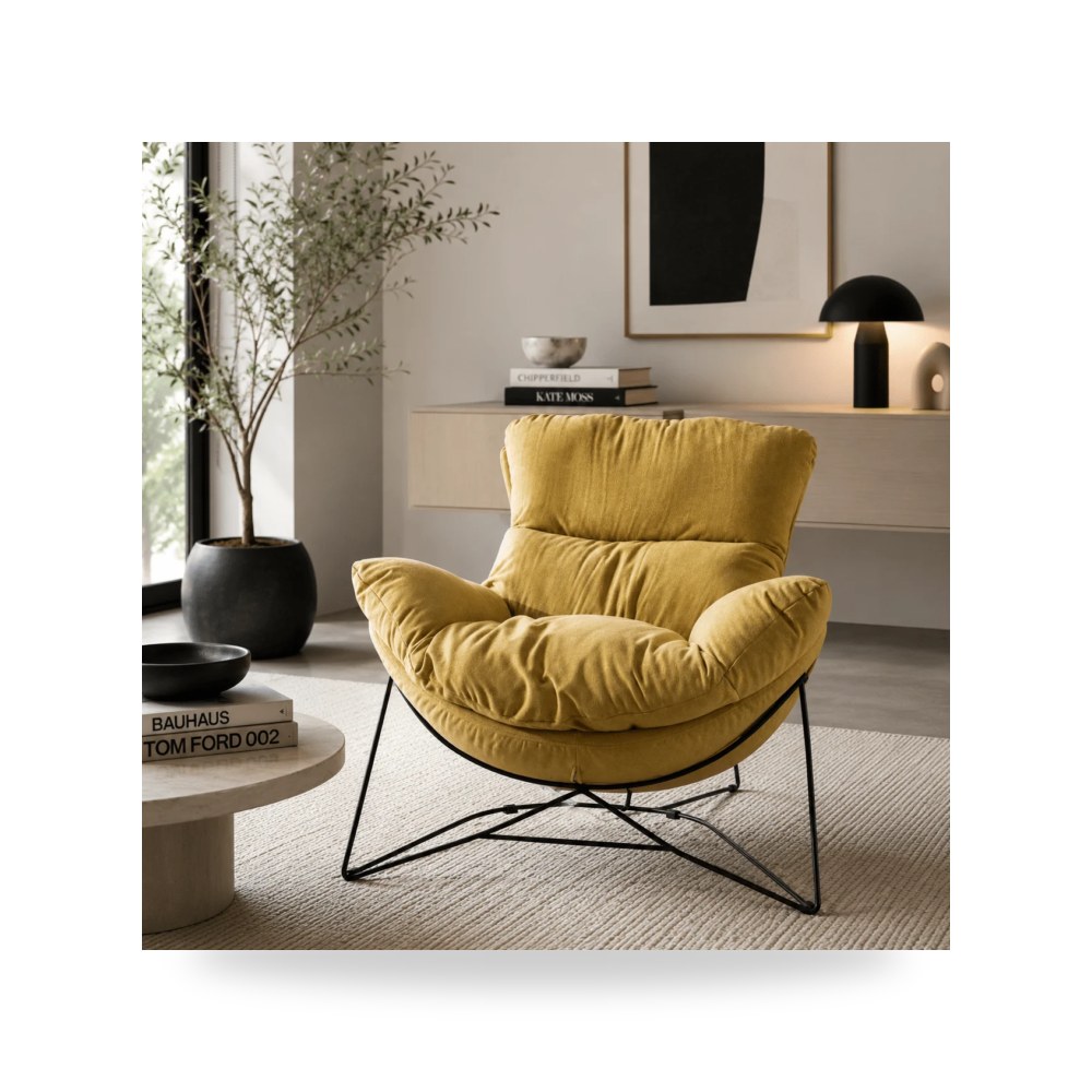 كرسي جلوس بتصميم أنيق - كرسي أصفر Loom - طراز WR0802-A02221V