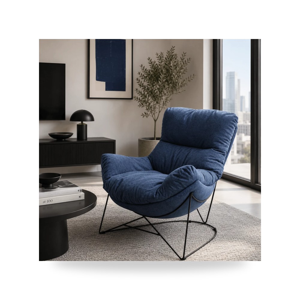كرسي جلوس بتصميم أنيق - كرسي أزرق Loom - طراز WR0802-A02221