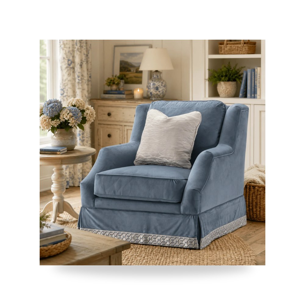 كرسي بذراعين فاخر - Copacabana Blue Accent Chair - طراز R0802-000422