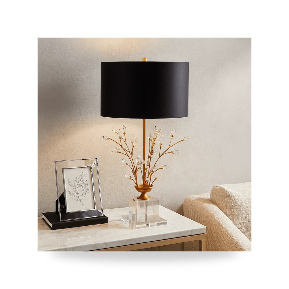 أباجورة طاولة ديكور CRYSTAL FLOWER , ذهبي Sagebrook Home