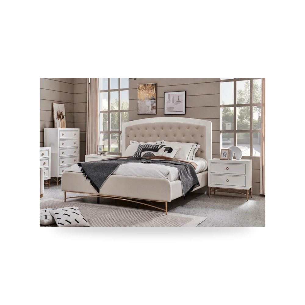 سرير نوم فاخر - سرير أبيض PEARL - طراز GF-1148-BED