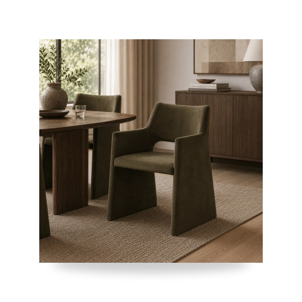 كرسي طعام فاخر - كرسي طعام قطيفة أخضر Avante - طراز R2049-D0004C