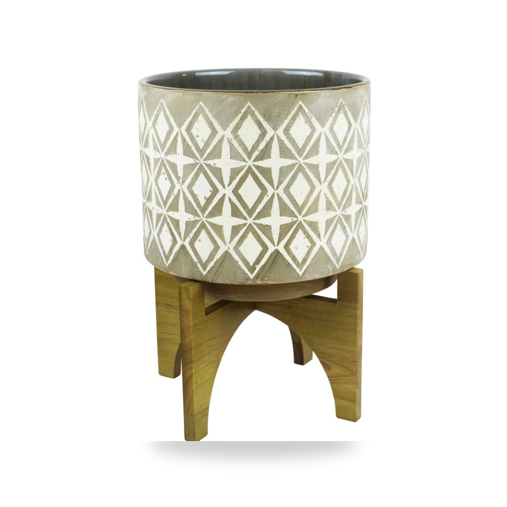 خشب أبيض GRAY - WHITE PLANTER, Sagebrook Home