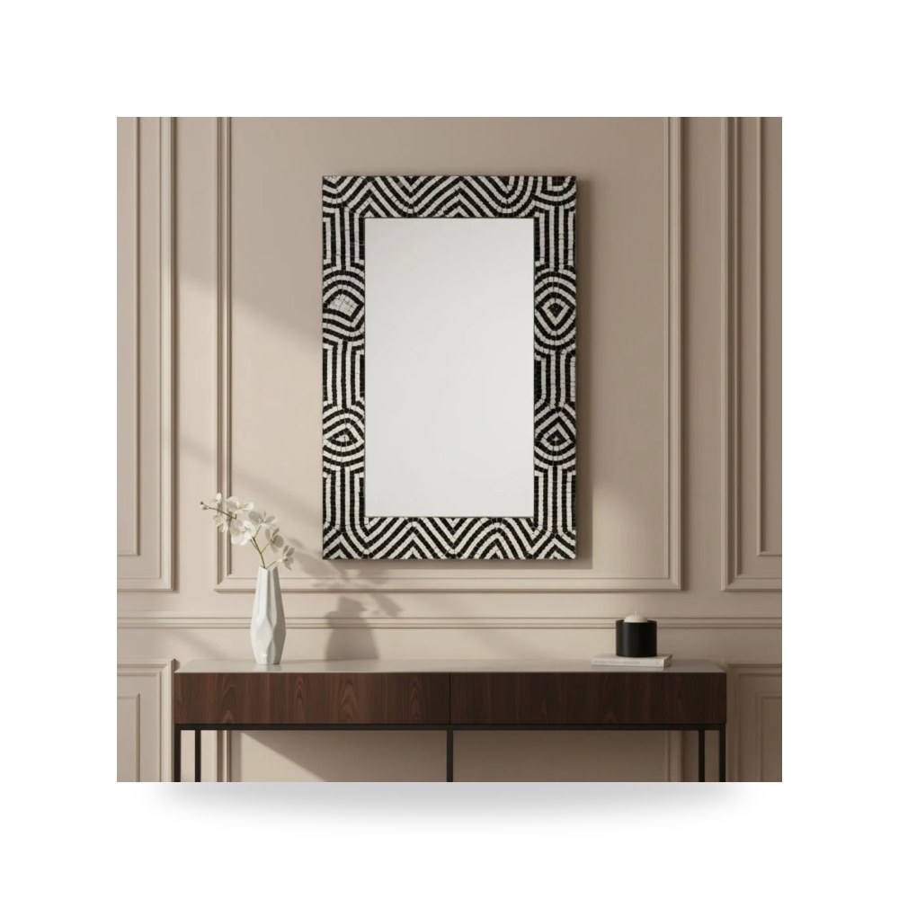 مرآة ديكور MOSAIC 24X36 MODERN TILED RECT BLK - WHT Sagebrook Home موديل 17389