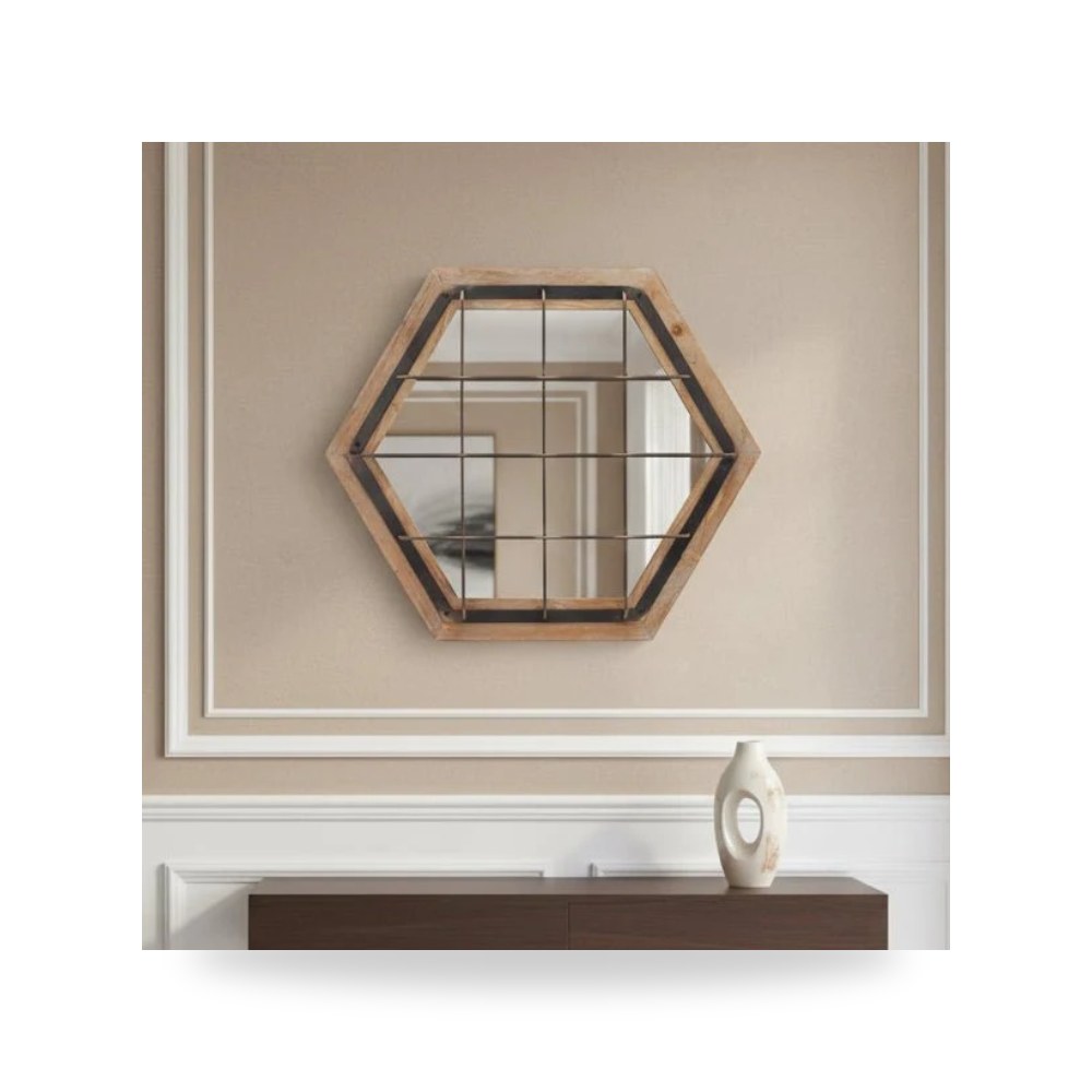 مرآة خشب Hexagon Sagebrook Home