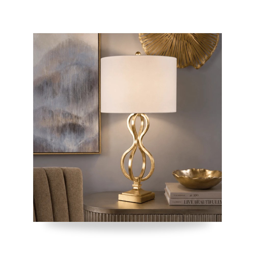 مصباح طاولة ذهبي HT SHADE;Gold Foil 17×17 موديل CVAER1749 Crestview