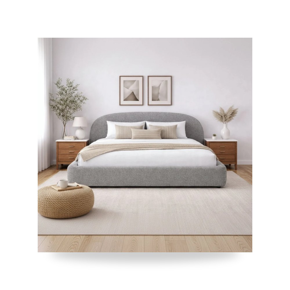 سرير نوم فاخر - سرير نوم رمادي موديل R1572 - طراز R1572-B0011-KBED