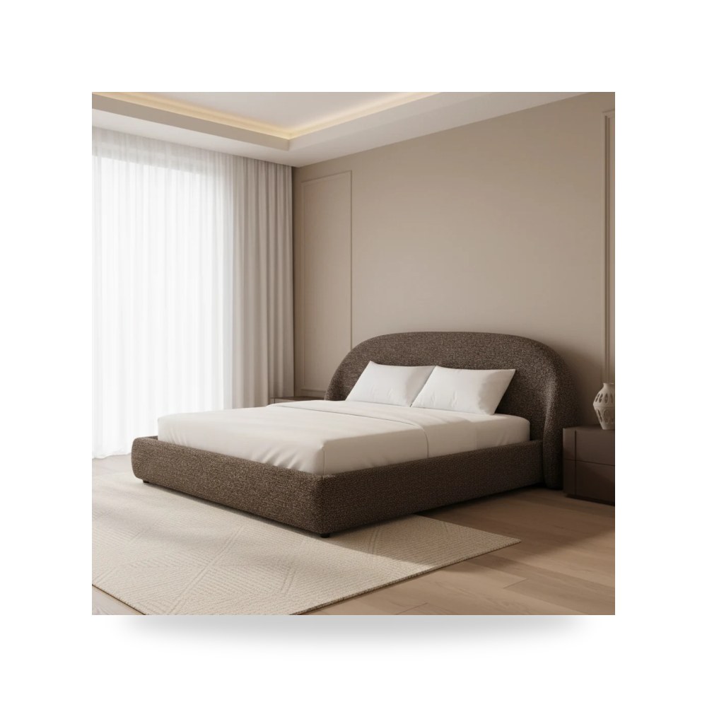 سرير نوم فاخر - سرير نوم بني موديل R1572 - طراز R1572-B0008-QBED