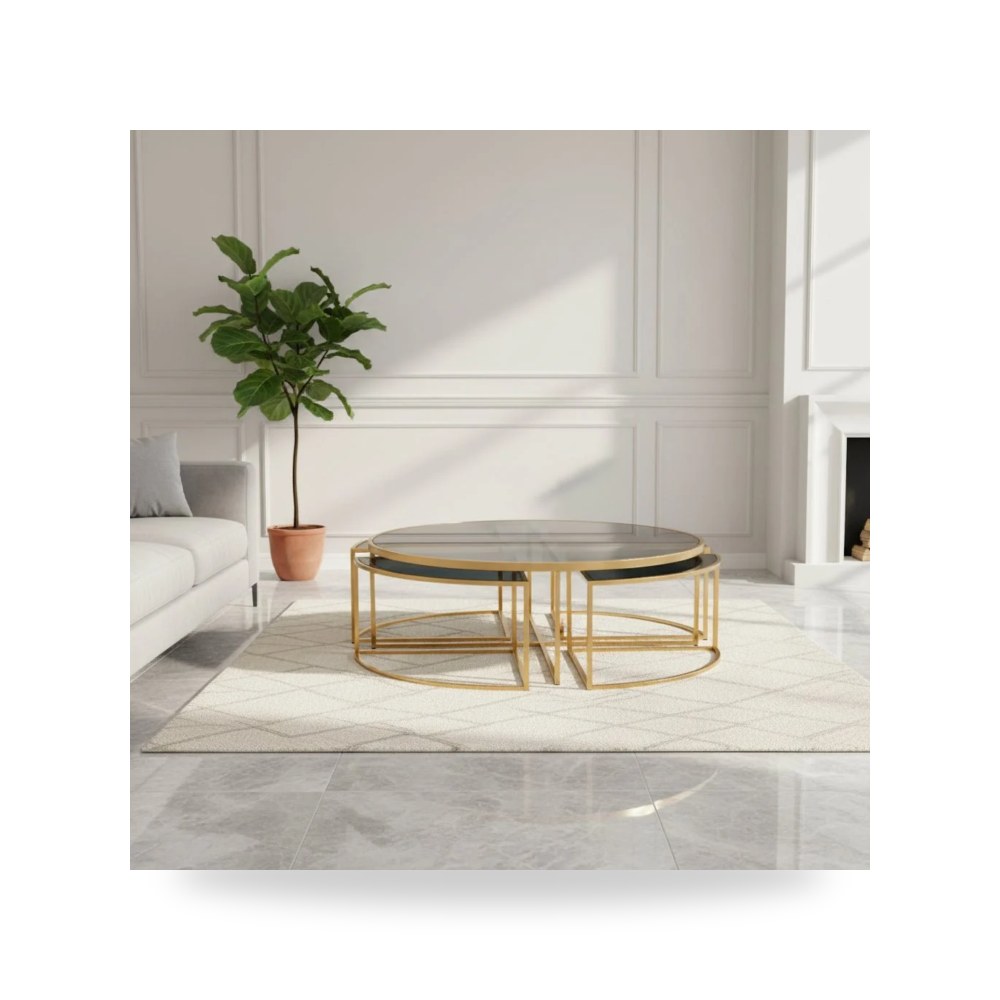 طاولة قهوة لغرفة المعيشة Mirror ذهبي موديل T001-HAN-G1 Al Rugaib Furniture