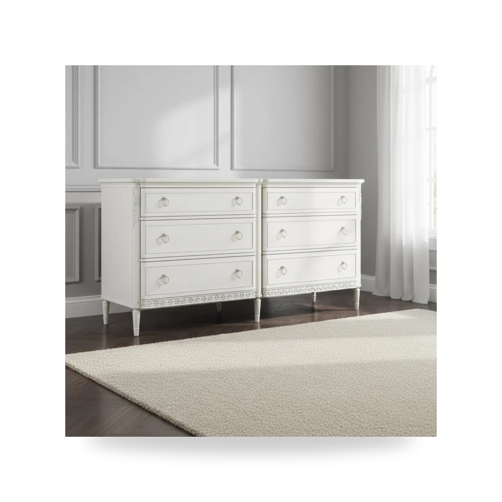 وحدة أدراج وكومودينة غرف نوم - White - Altostratus Double Dresser - من Jonathan Charles