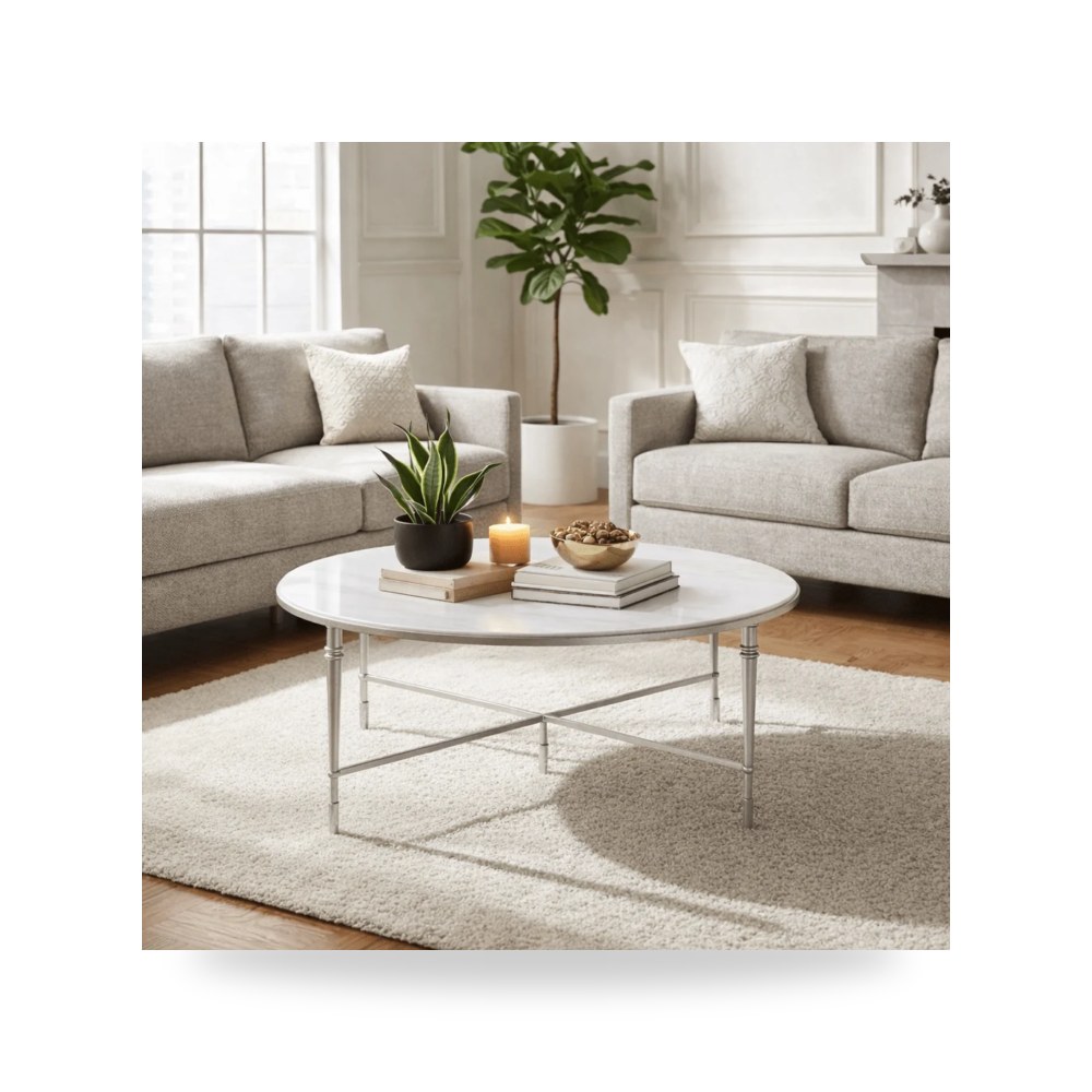 طاولة قهوة فضي ROSHN Round من أترموست Uttermost