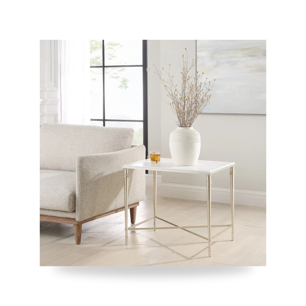 طاولة جانبية فضي ROSHN Rectangle من أترموست Uttermost