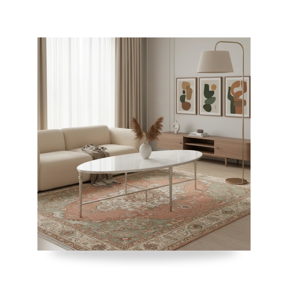 طاولة قهوة فضي ROSHN Oval من أترموست Uttermost
