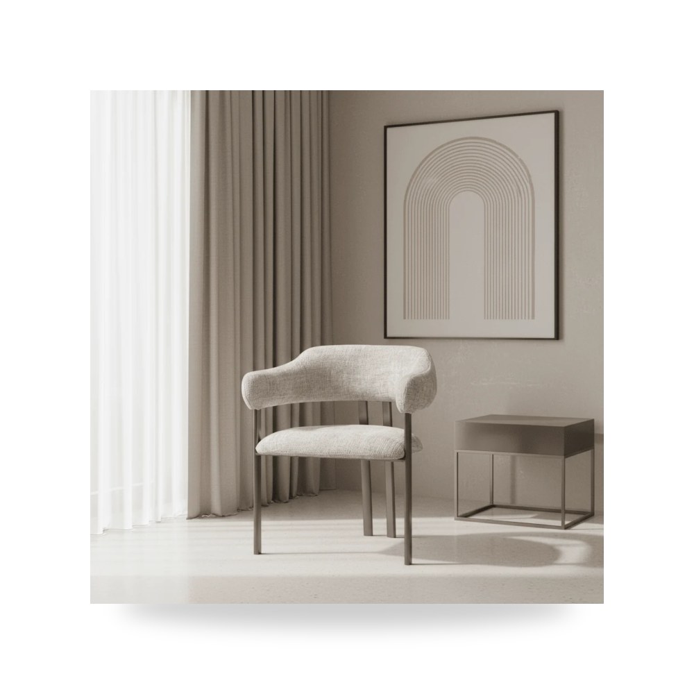 كرسي جلوس بتصميم أنيق - Arcline Grey Chair - من - طراز R2085-D007Gr-CH
