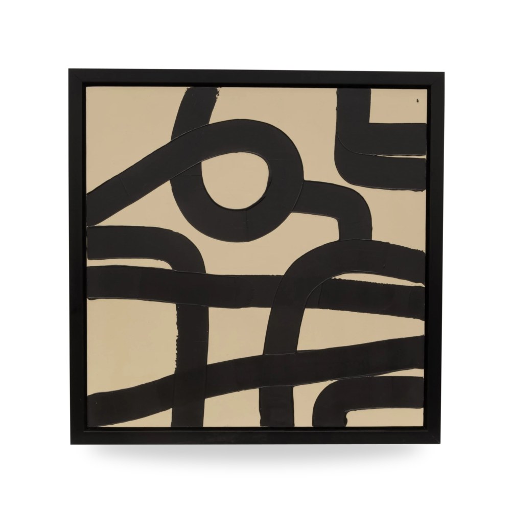 أثاث غرف نوم وأسرّة - 47X47,HAND PAINTED CURVY-CROSS ROADS, IVORY - BLK - من Sagebrook