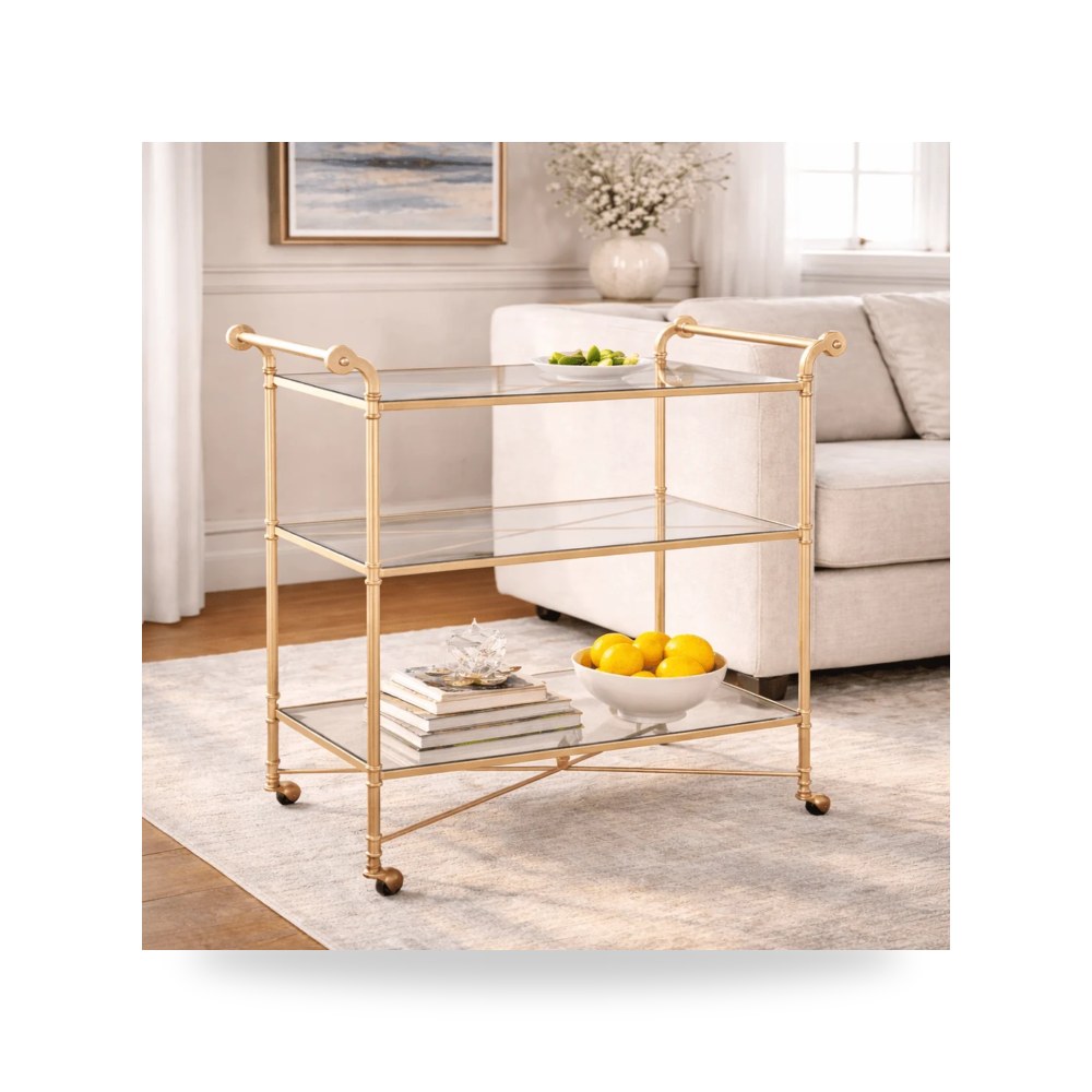 مرآة ديكور Henzler 106 W x 95 H x 45 D Champagne Bar Cart with Top Uttermost