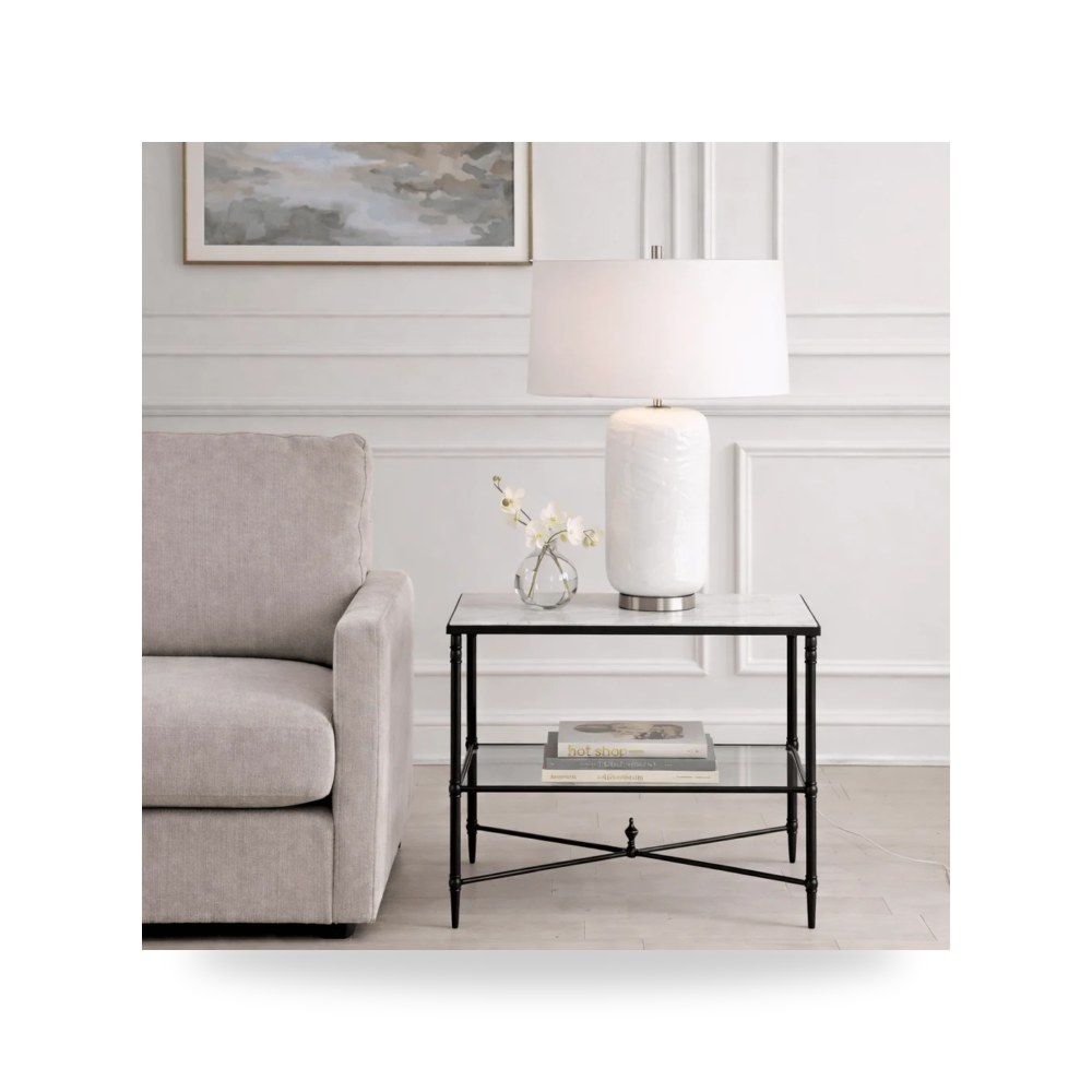 طاولة جانبية خدمة Henzler 65 W x 66 H x 45 D Rectangle with Marble Top أسود أترموست