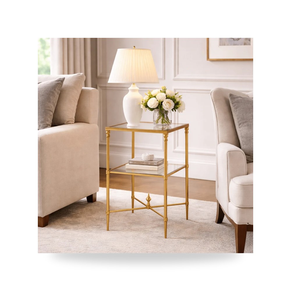 طاولة جانبية زجاج ذهبي Henzler Square من أترموست Uttermost