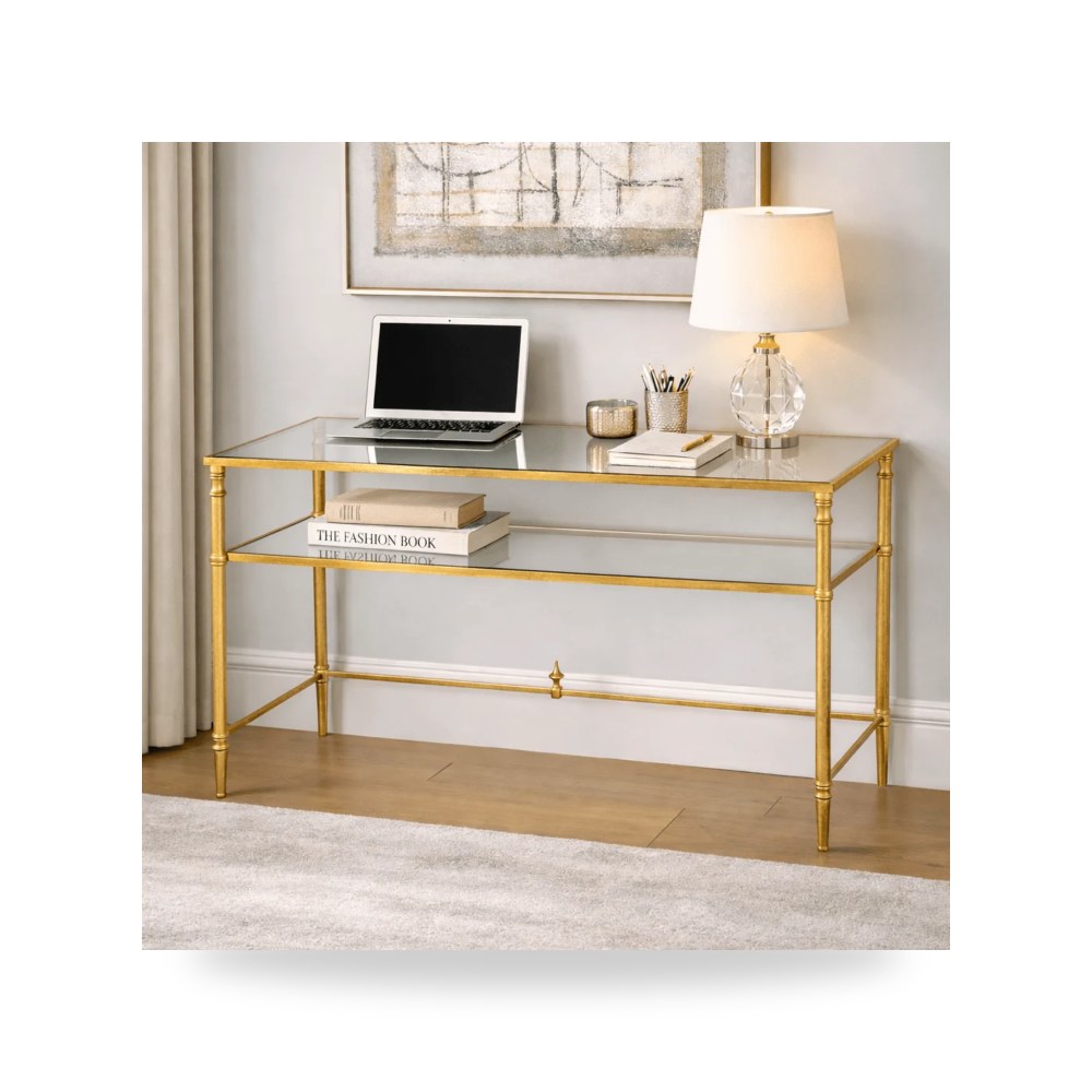 مرآة ديكور Henzler 132 W x 76 H x 71 D Rectangle Desk with Top ذهبي أترموست Uttermost