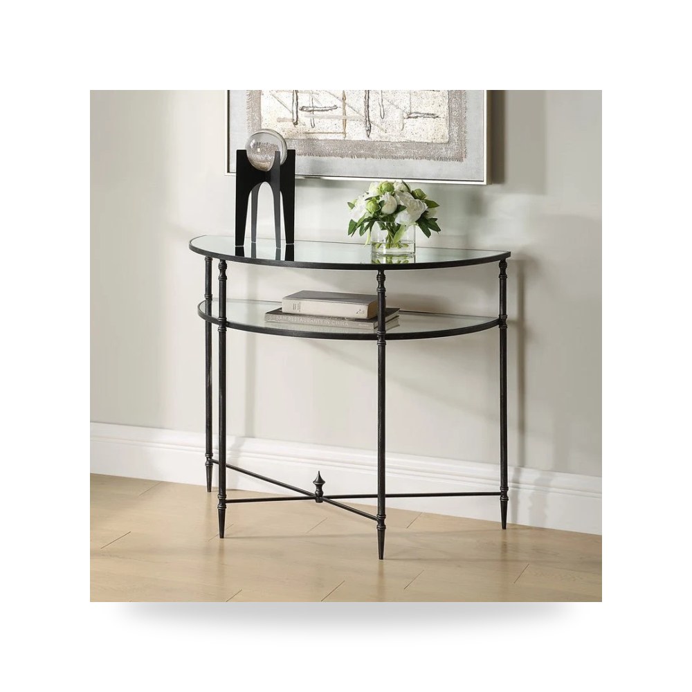 طاولة كونسول أسود Henzler Demilune من أترموست Uttermost