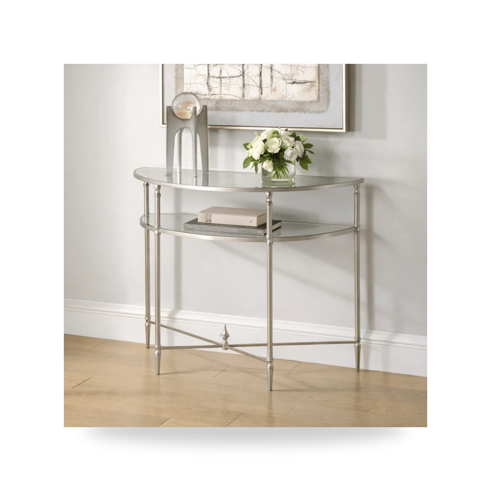 طاولة كونسول فضي Henzler Demilune من أترموست Uttermost