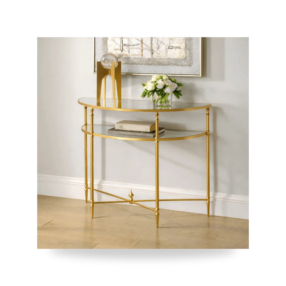 طاولة كونسول ذهبي Henzler Demilune من أترموست Uttermost