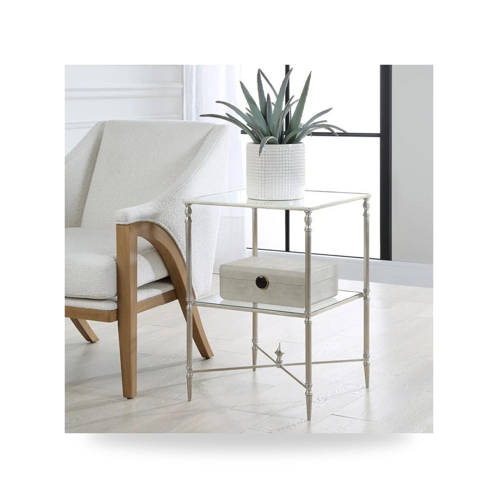 طاولة جانبية مربعات هندسية فضي أترموست Uttermost