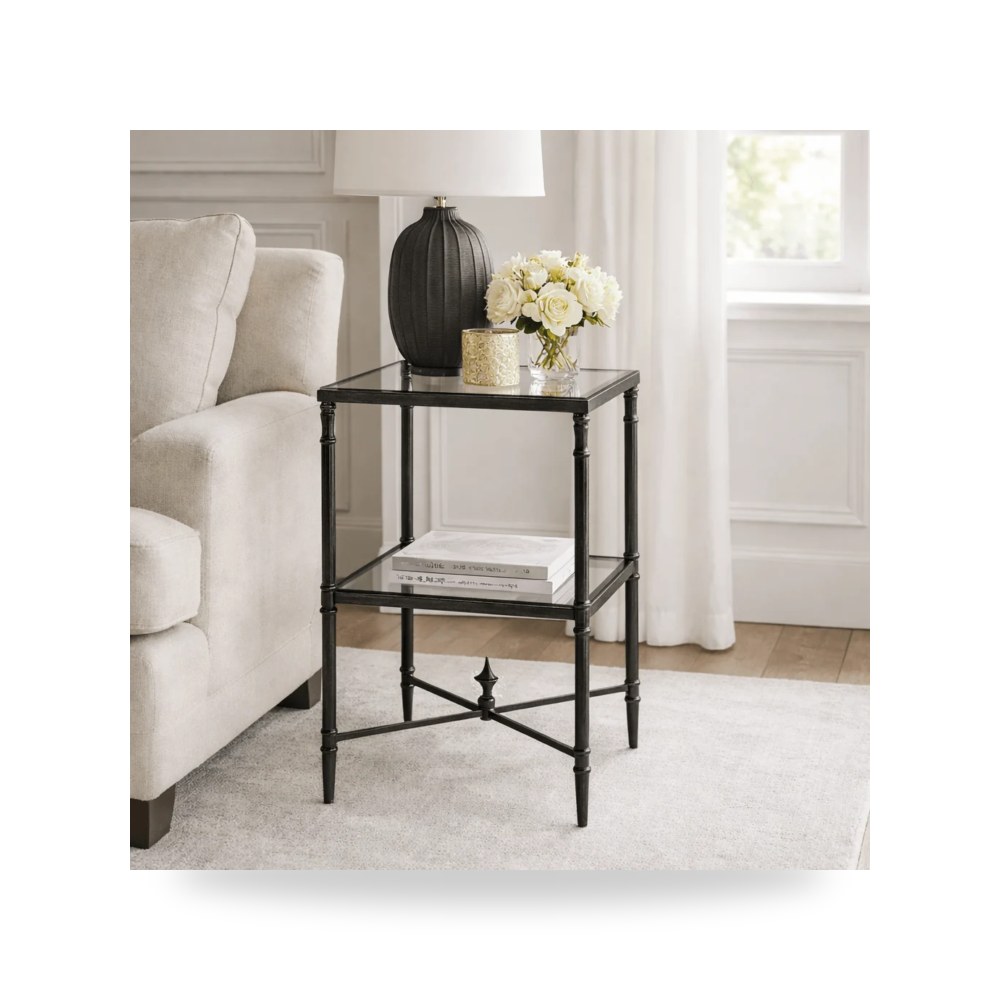 طاولة Henzler 33 W x 63 H x 33 D Square Accent with Marble Top أسود أترموست Uttermost
