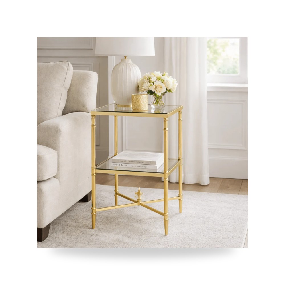طاولة Henzler 33 W x 63 H x 33 D Square Accent with Marble Top ذهبي أترموست Uttermost