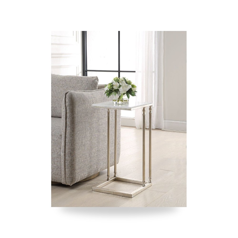 طاولة Henzler 30 W x 63 H x 33 D Rectangle C with Marble Top فضي أترموست Uttermost