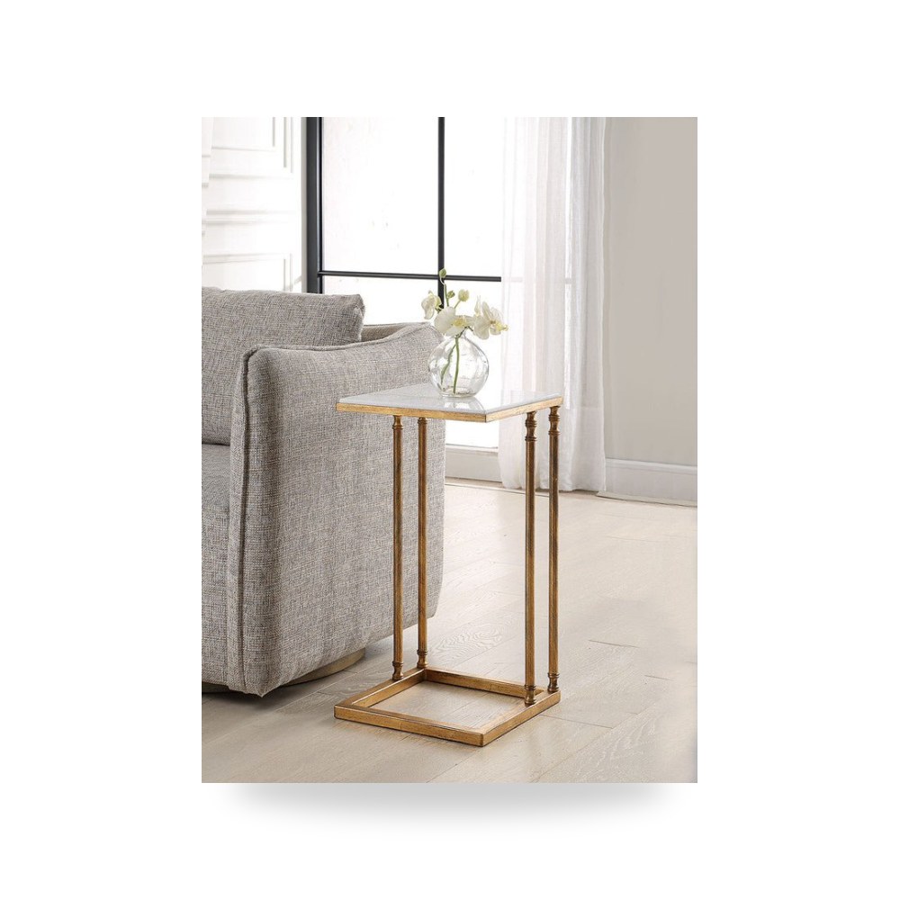 طاولة Henzler 30 W x 63 H x 33 D Rectangle C with Marble Top ذهبي أترموست Uttermost
