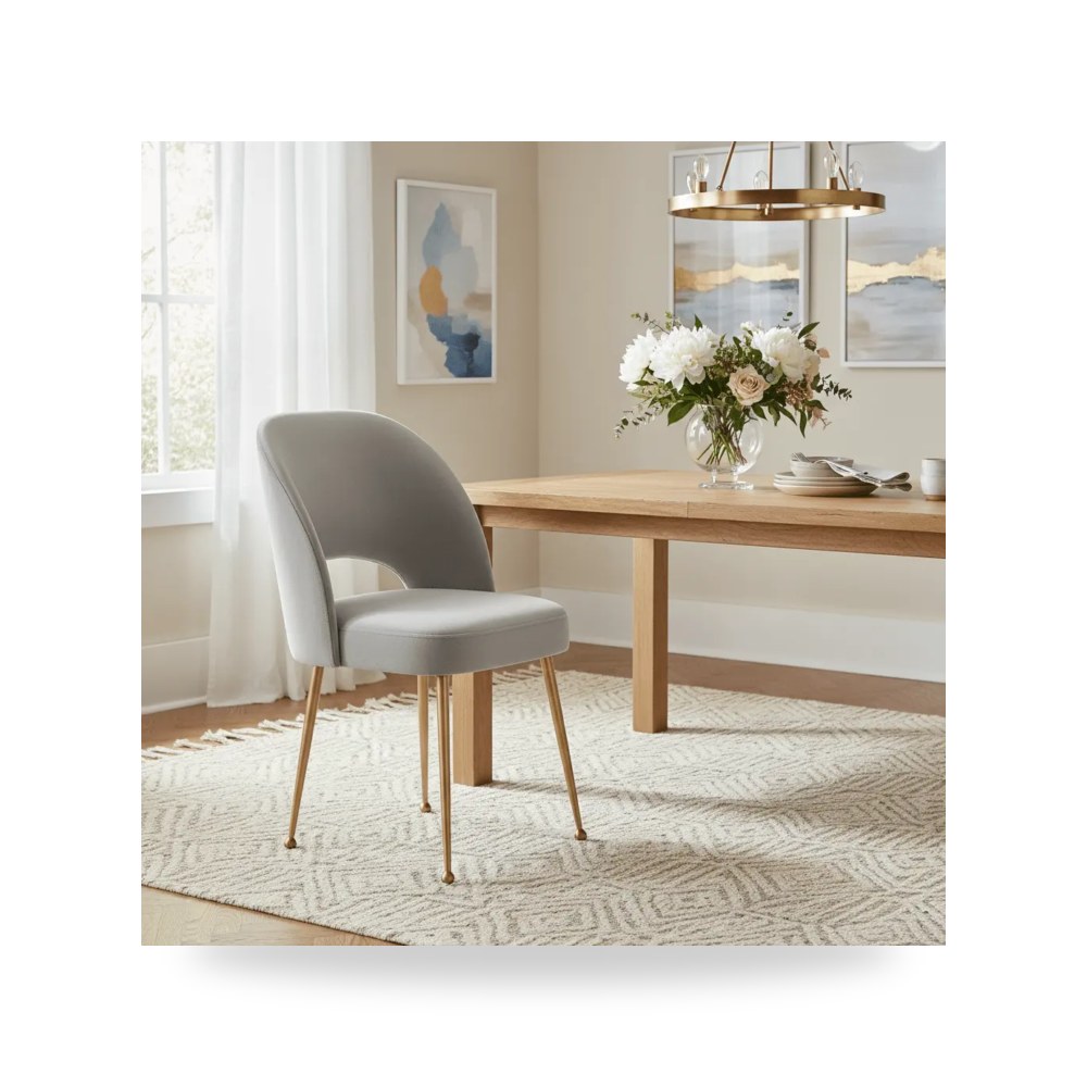 كرسي جلوس بتصميم أنيق - كرسي قطيفة رمادي Swell TOV - من TOV Furniture - طراز TOV-D68