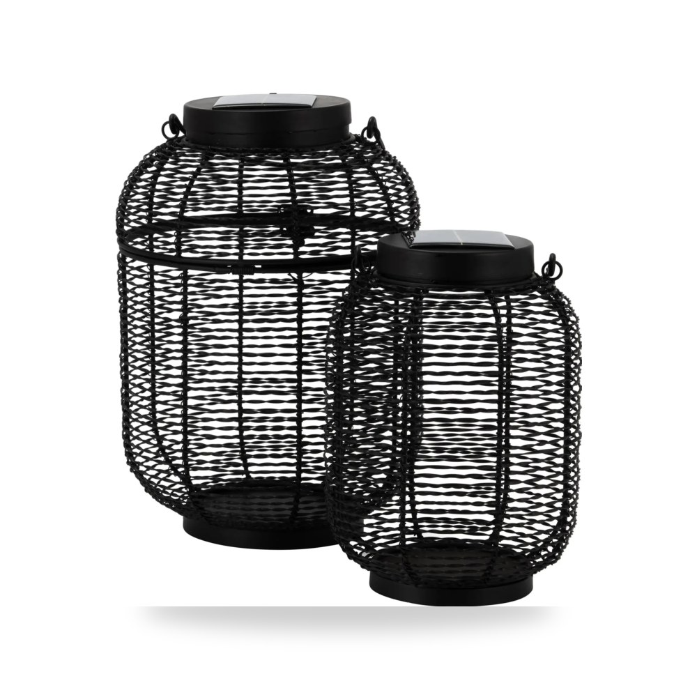 فانوس أسود METAL, S - 2 SOLAR LANTERN, BLACK من ساج بروك هوم Sagebrook Home
