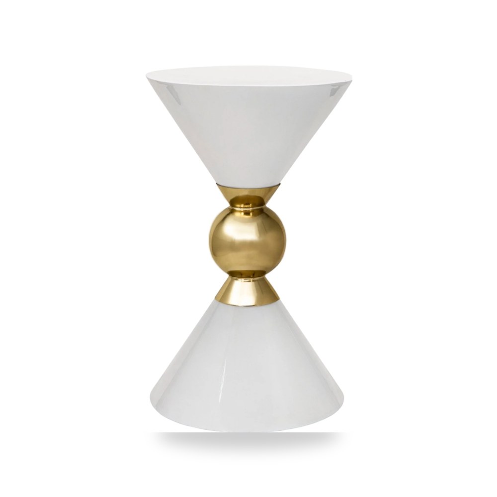 طاولة جانبية حديد أبيض ROUND WHITE - GOLD من ساج بروك هوم Sagebrook Home
