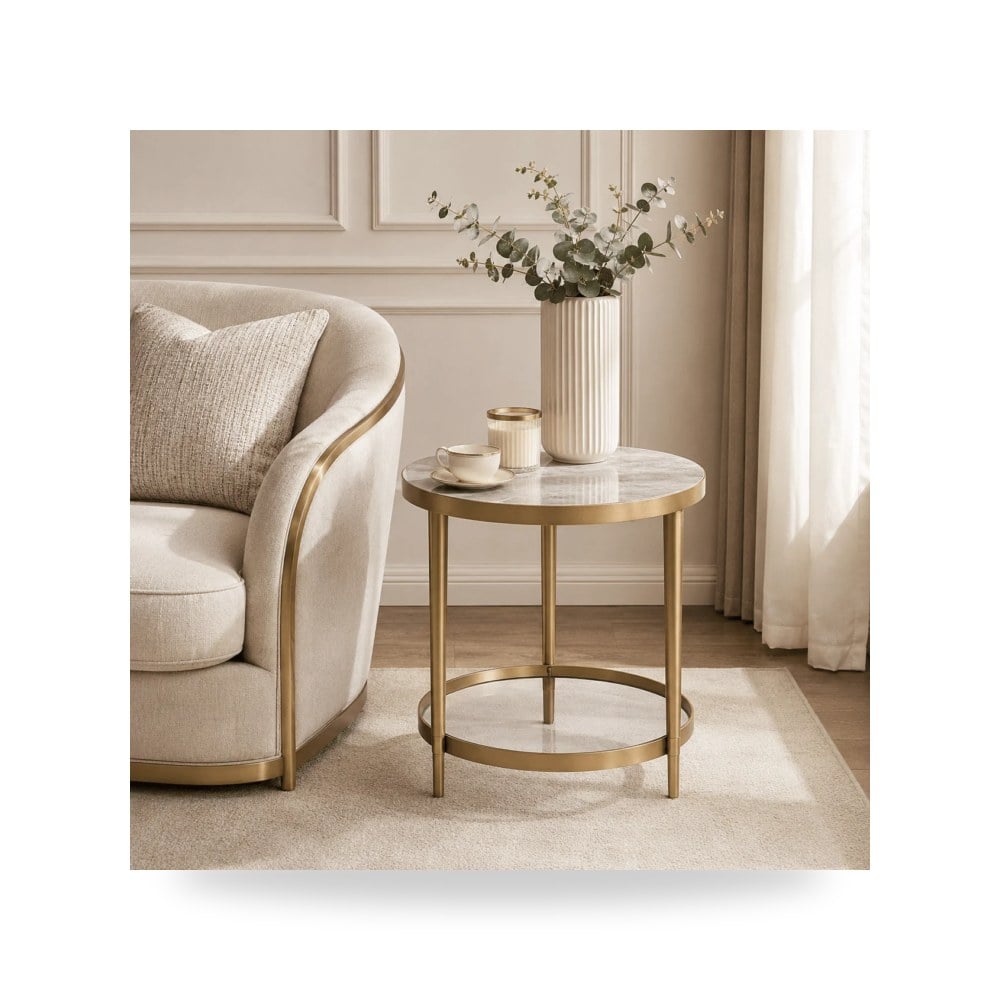 طاولة جانبية خدمة Astoria Round Atnique Mirror موديل RF-1705-T100