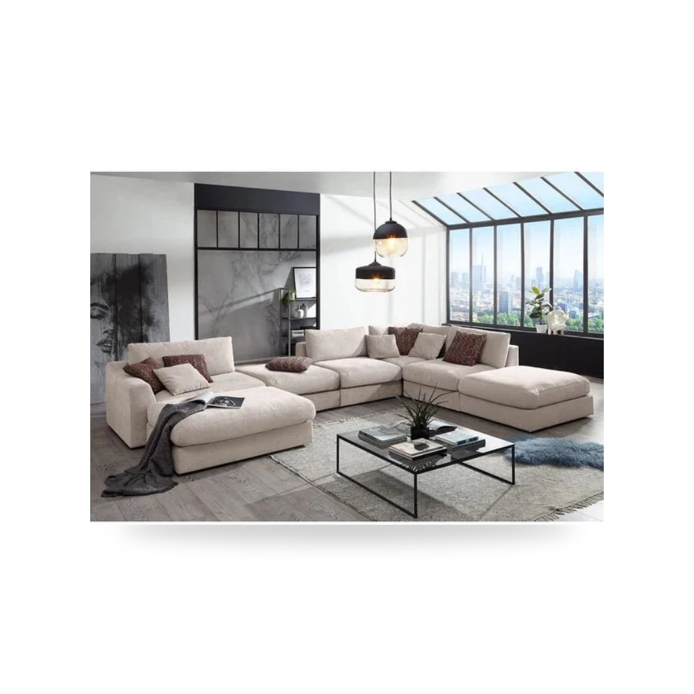 كنب زاوية أريكة مقطعية أبيض Royal Furniture