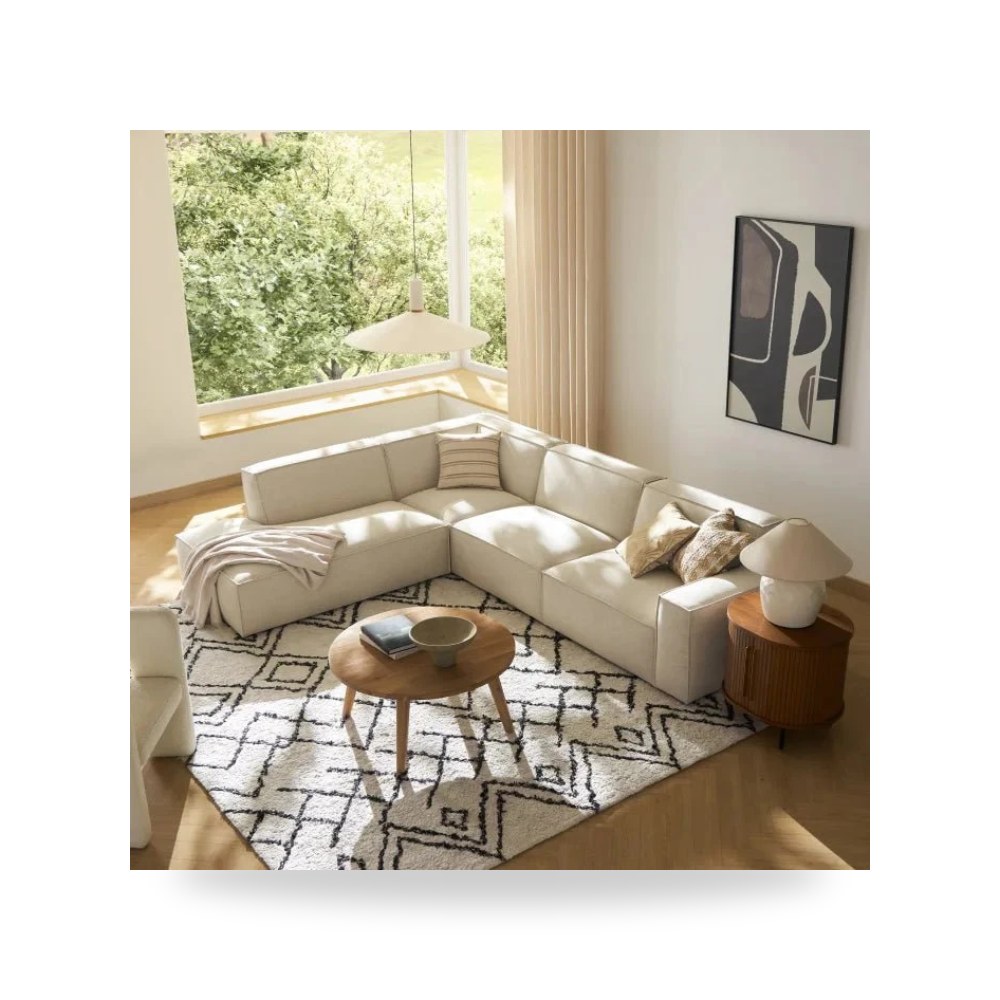 كنب زاوية أريكة مقطعية أبيض Royal Furniture
