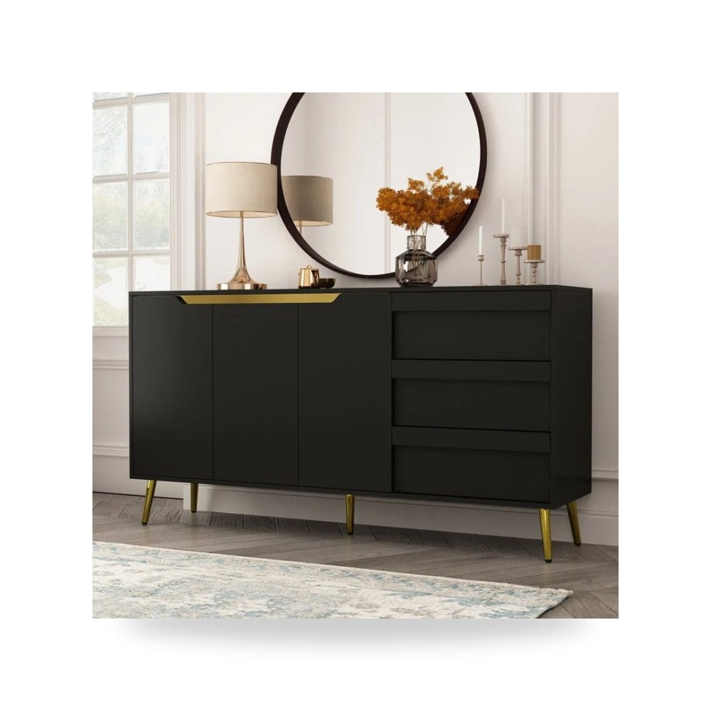 طاولة بوفيه خشبية بتصميم معاصر ولمسة سوداء Royal Furniture