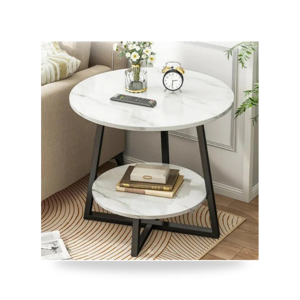 طاولة جانبية خشبية سيدار سواي أبيض وأسود Royal Furniture