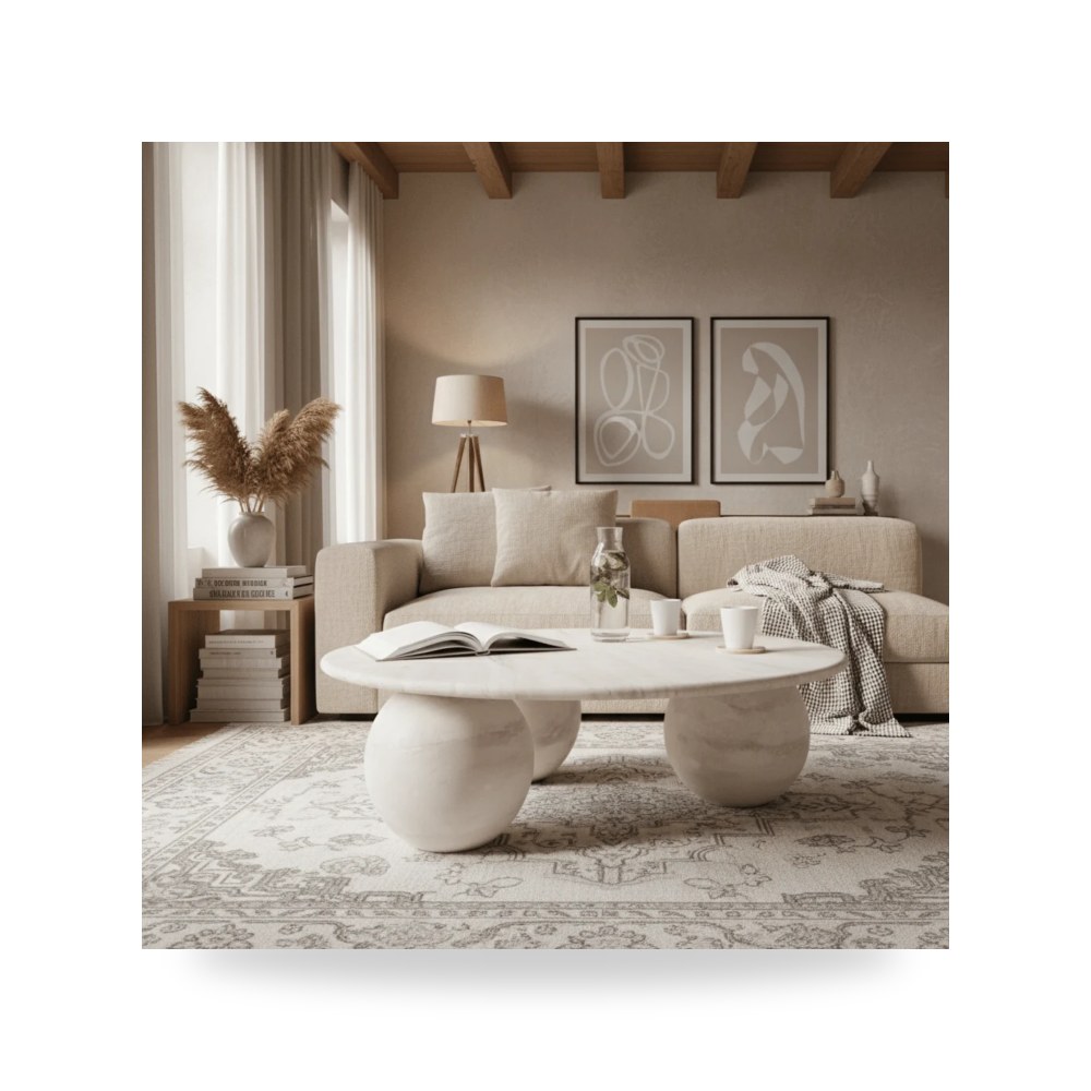 مرآة ديكور جدارية طاولة قهوة أبيض 100×100 موديل RF-HJ100 Royal Furniture