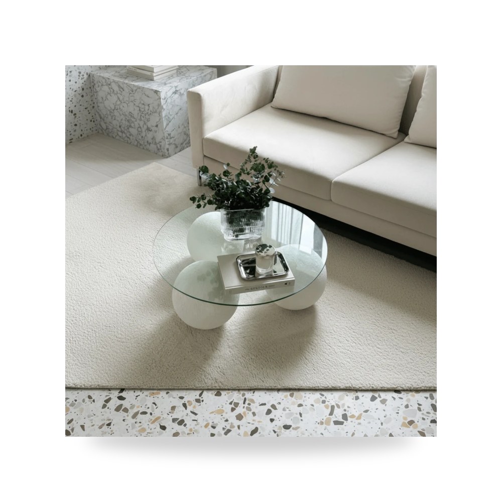 مرآة ديكور جدارية طاولة قهوة زجاج أبيض 110×110 موديل RF-HJ95 Royal Furniture