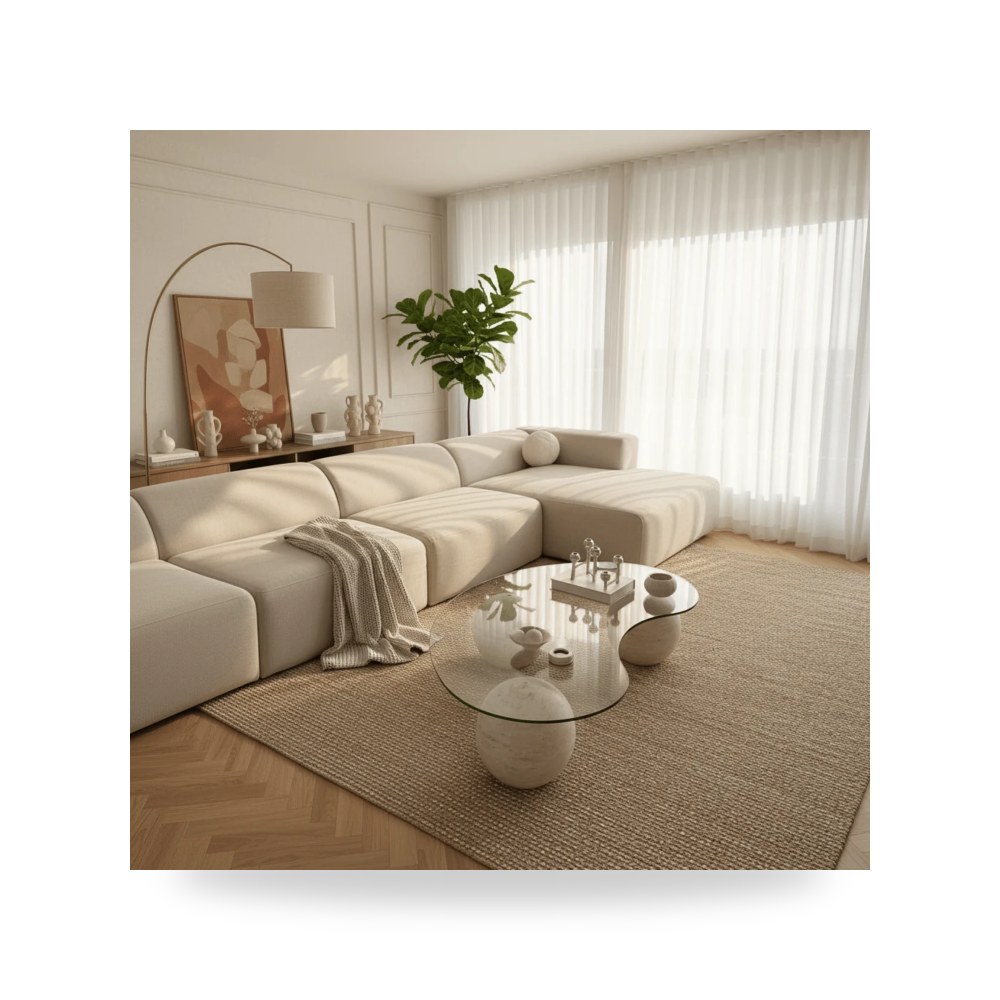 مرآة ديكور جدارية طاولة قهوة زجاج بيج 150×70 موديل RF-HJ94 Royal Furniture