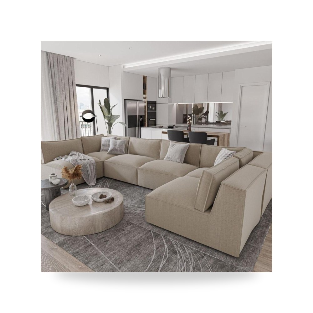 أريكة بيج 380×212 Royal Furniture موديل RF-HJ39